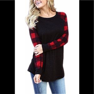 🆕 Beautiful Casual LS Plaid Sleeves Tunic
